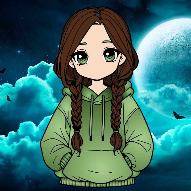 a realistic girl with a oversized hoodie and she has braids