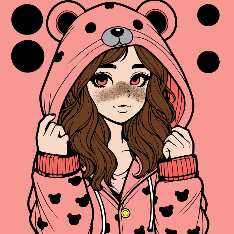 realistic girl in a animal pjs hoodie