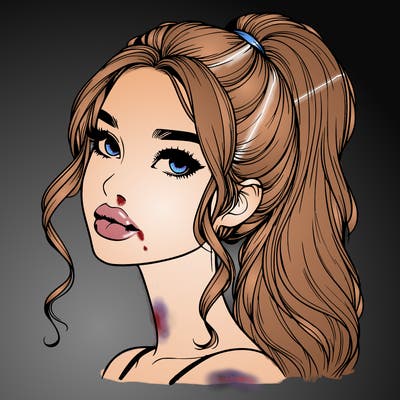 realistic girl with a ponytail on her hair and lips