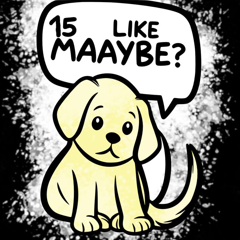 a puppy that says 5 like maybe