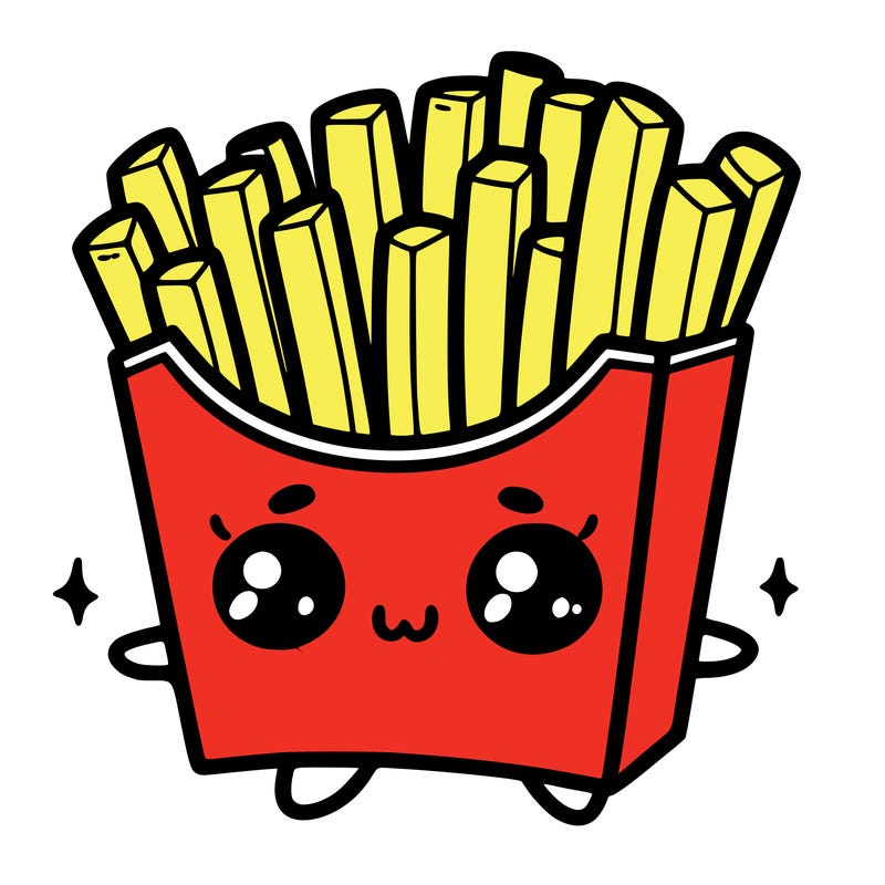 a cute. french fries