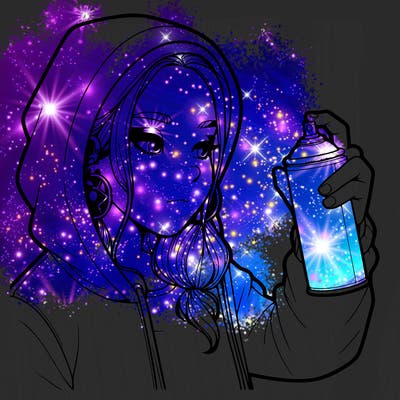 a realistic girl, spray painting