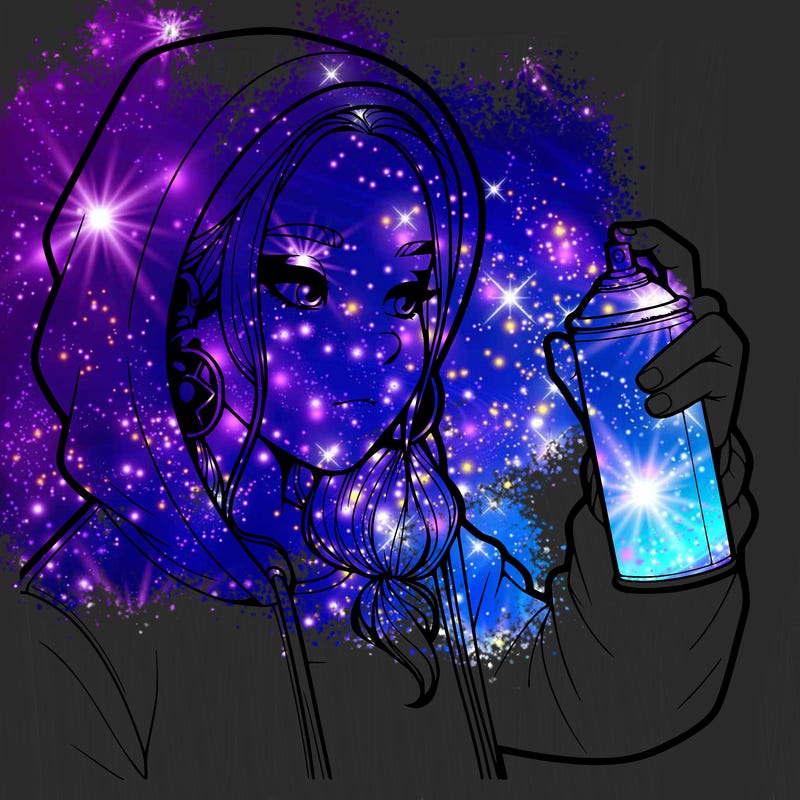 a realistic girl, spray painting