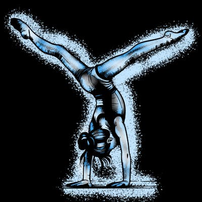 realistic gymnastic hand stand girl in four splits