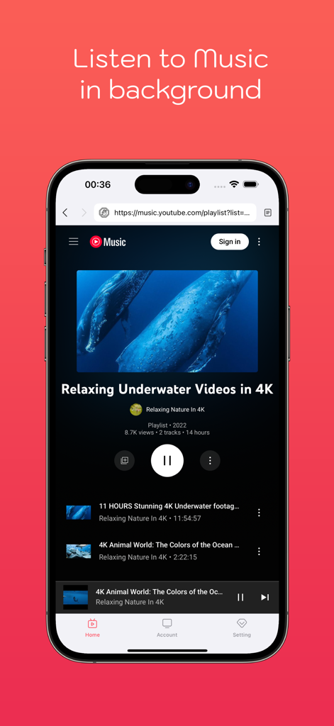 Smartphone screen showing the background music playback feature of the BeatNow app