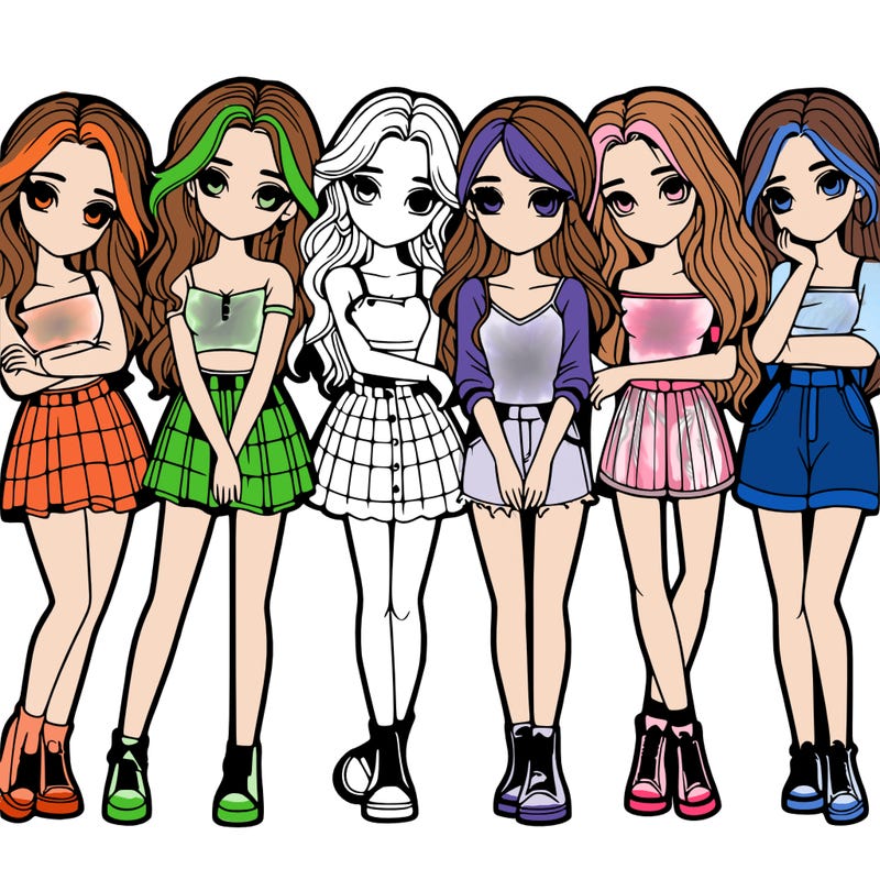 a group of girls realistic