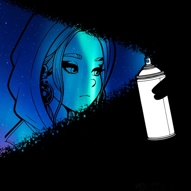 a realistic girl, spray painting