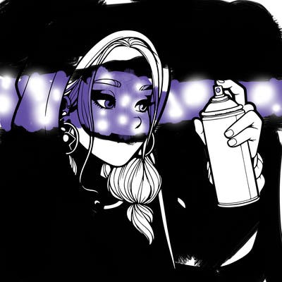 a realistic girl, spray painting