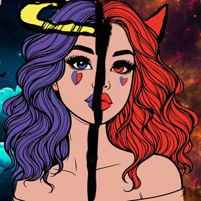 realistic girl with wavy hair and lips