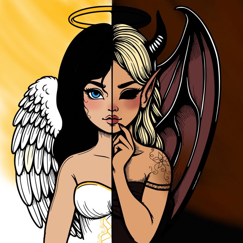 realistic angel half demon