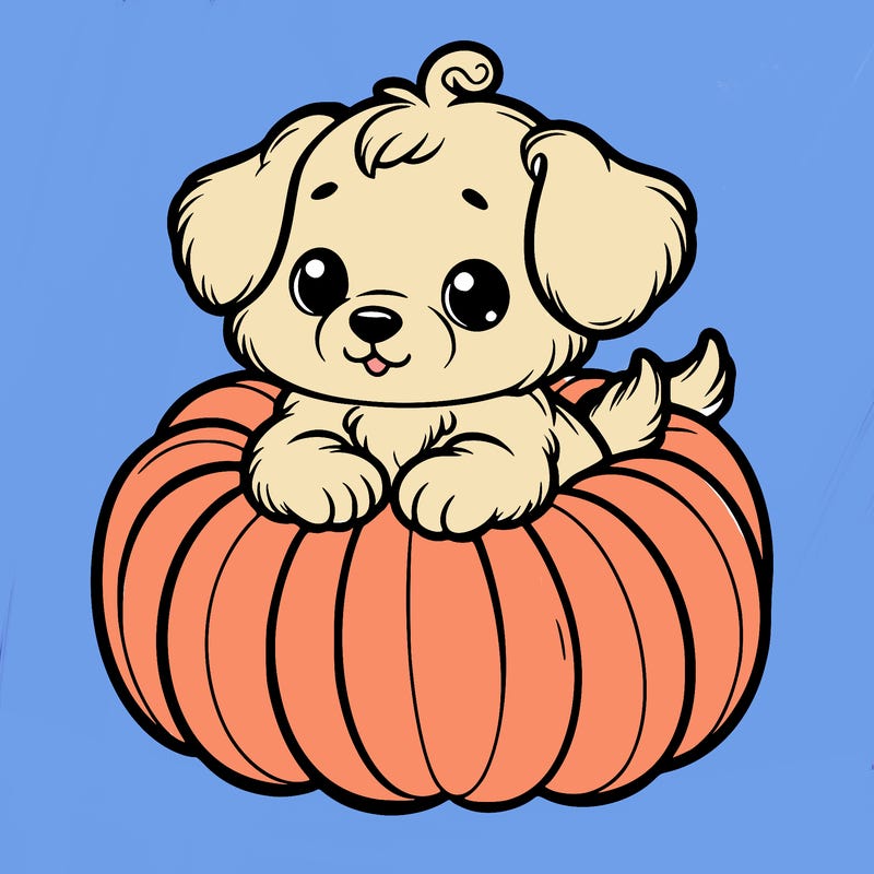 cute little puppy in a pumpkin