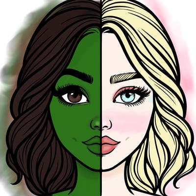 realistic girl split half