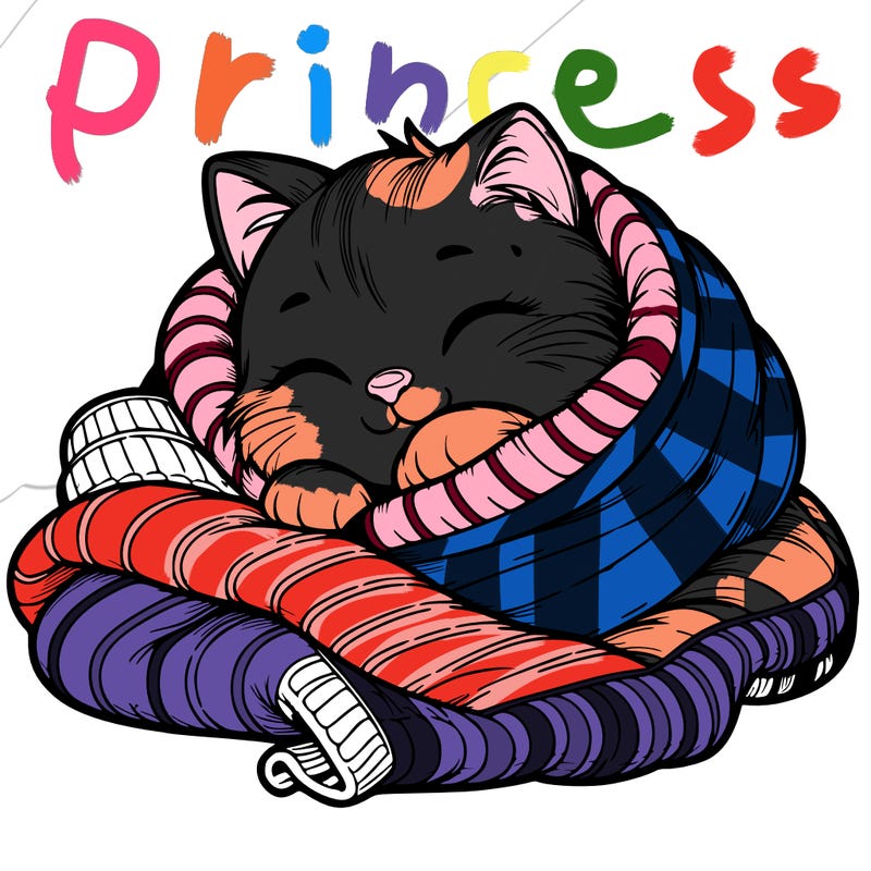 realistic cozy cat in a blanket