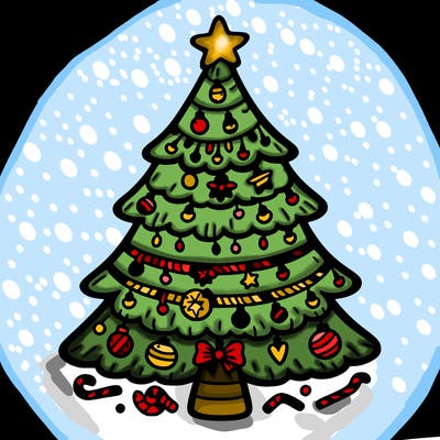 christmas tree with lots of details