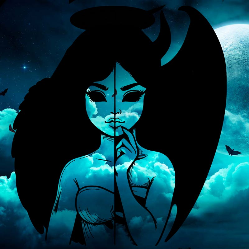 realistic angel half demon