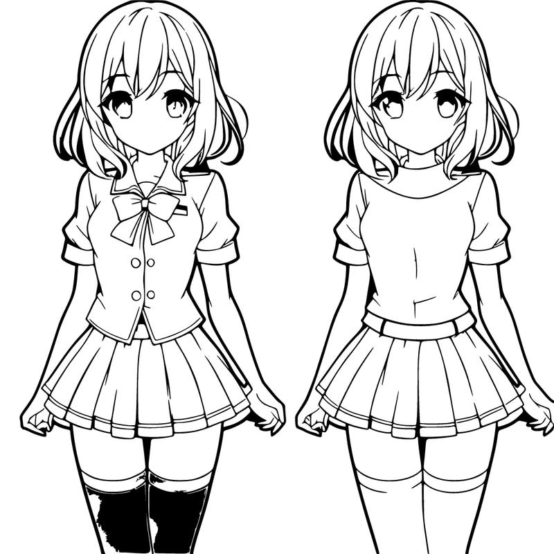 anime girl in short skirt and buttoned blouse