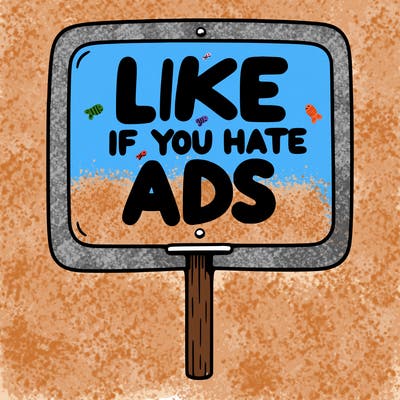 a sign that says like if you hate ads