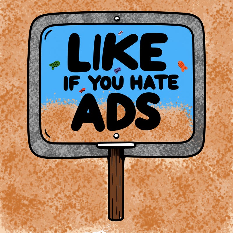 a sign that says like if you hate ads