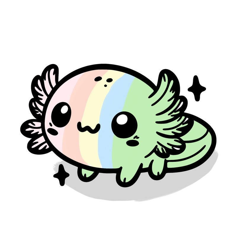 cute easy baby axolotl