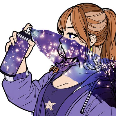 a realistic girl spray, painting