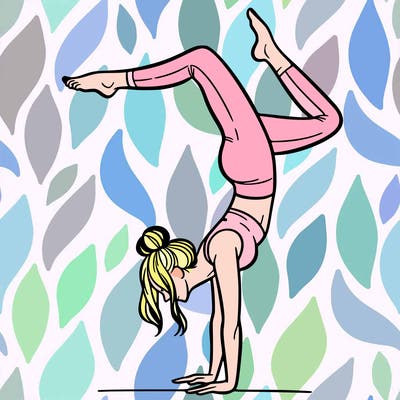 a woman doing a handstand