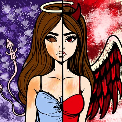 devil vs angel realistic girl