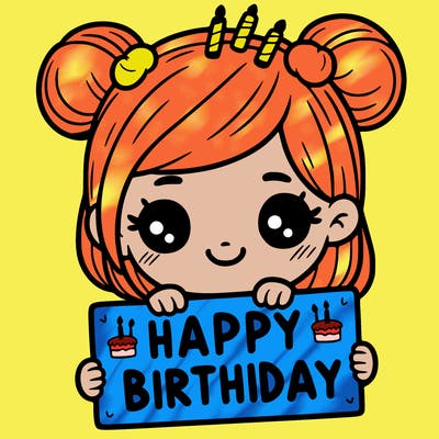 girl holding d happy birthday sign