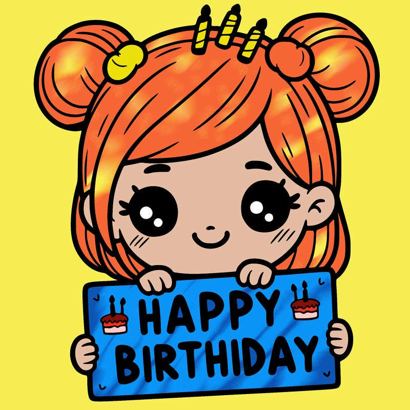 girl holding d happy birthday sign