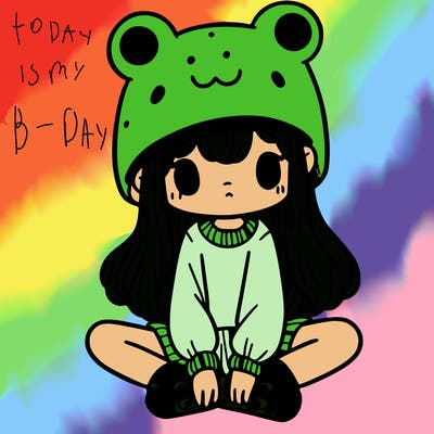 a girl wearing a frog hat and some frog socks