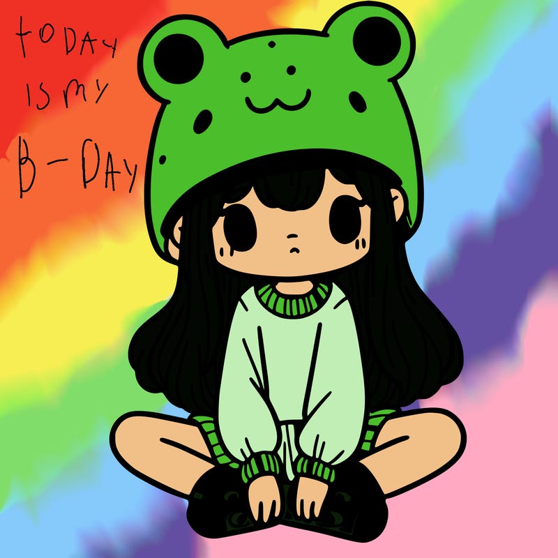 a girl wearing a frog hat and some frog socks