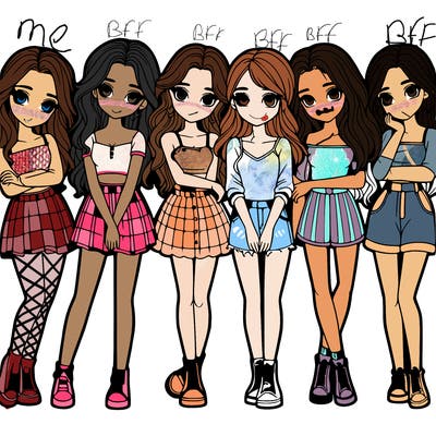 a group of girls realistic