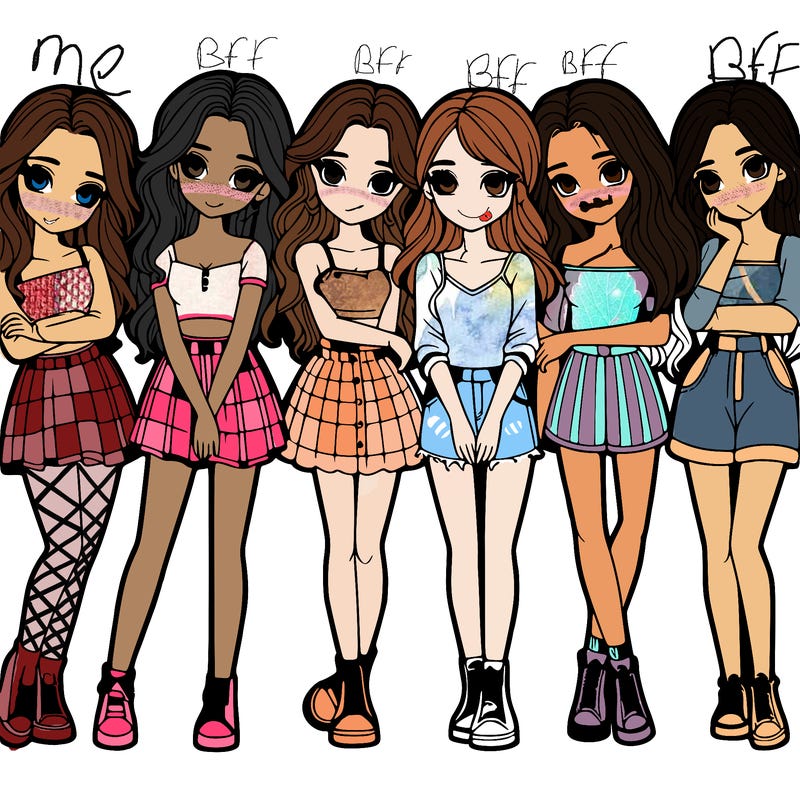 a group of girls realistic