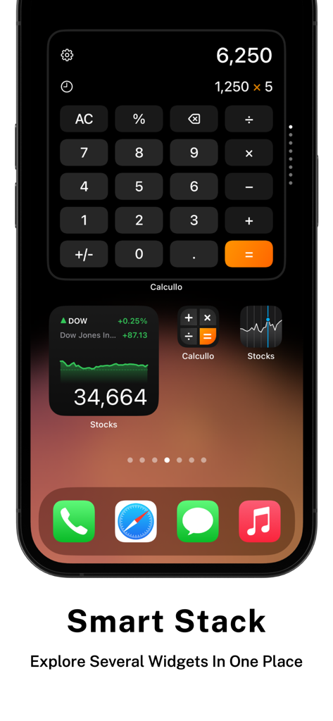 Calculator Widget - Calcullo - Widget de calculadora interactiva Calcullo mostrado en una Pila Inteligente de iOS