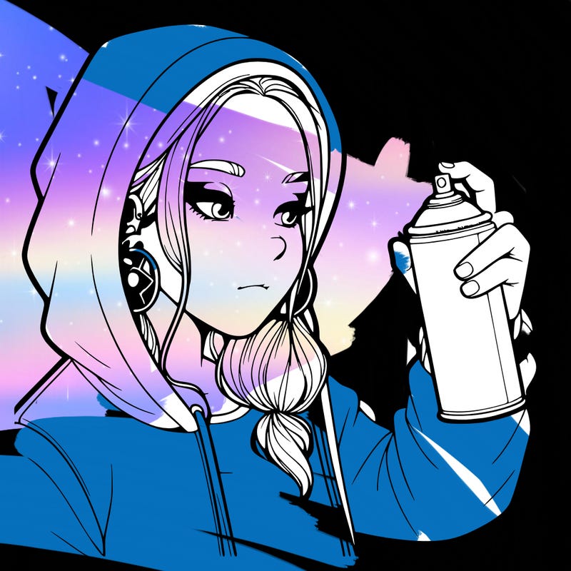 a realistic girl, spray painting