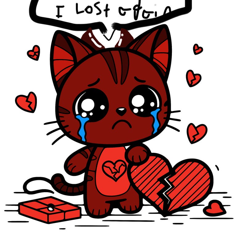 cat with a broken heart