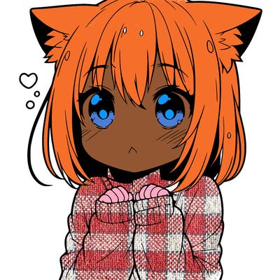 shy anime catgirl