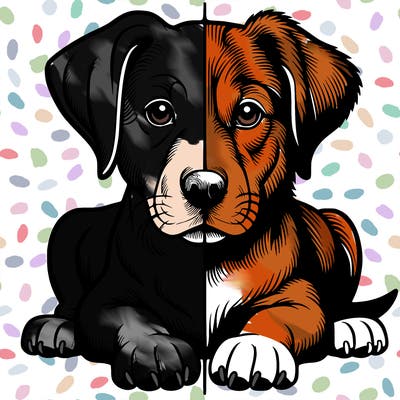 realistic dog split picture