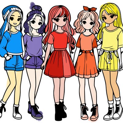 a group of five girls