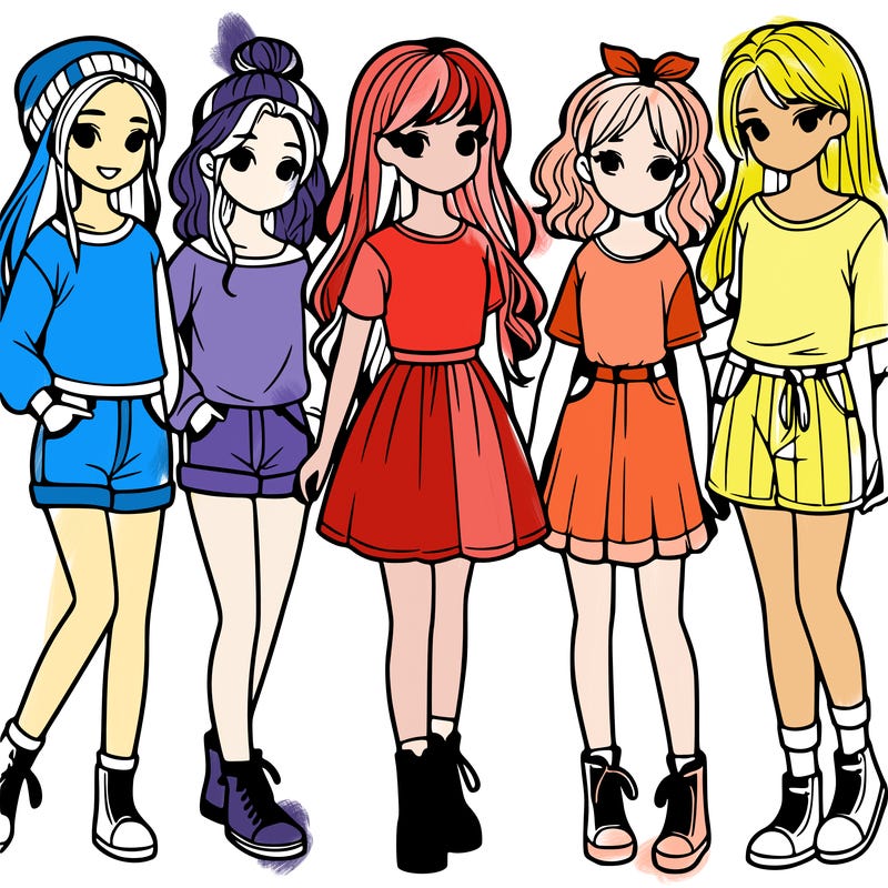 a group of five girls