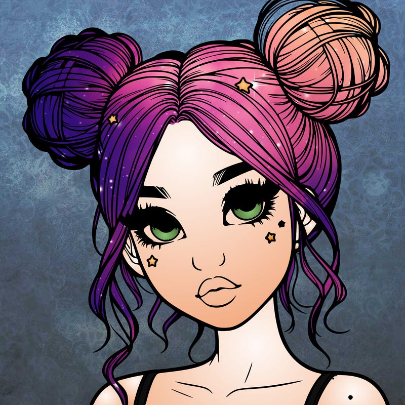 realistic girl with space buns
