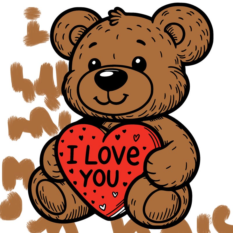 teddy bear holding an i love you heart