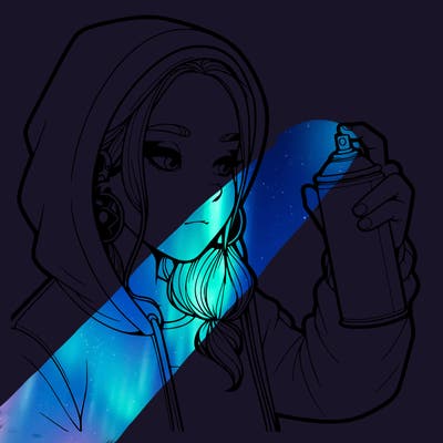 a realistic girl, spray painting