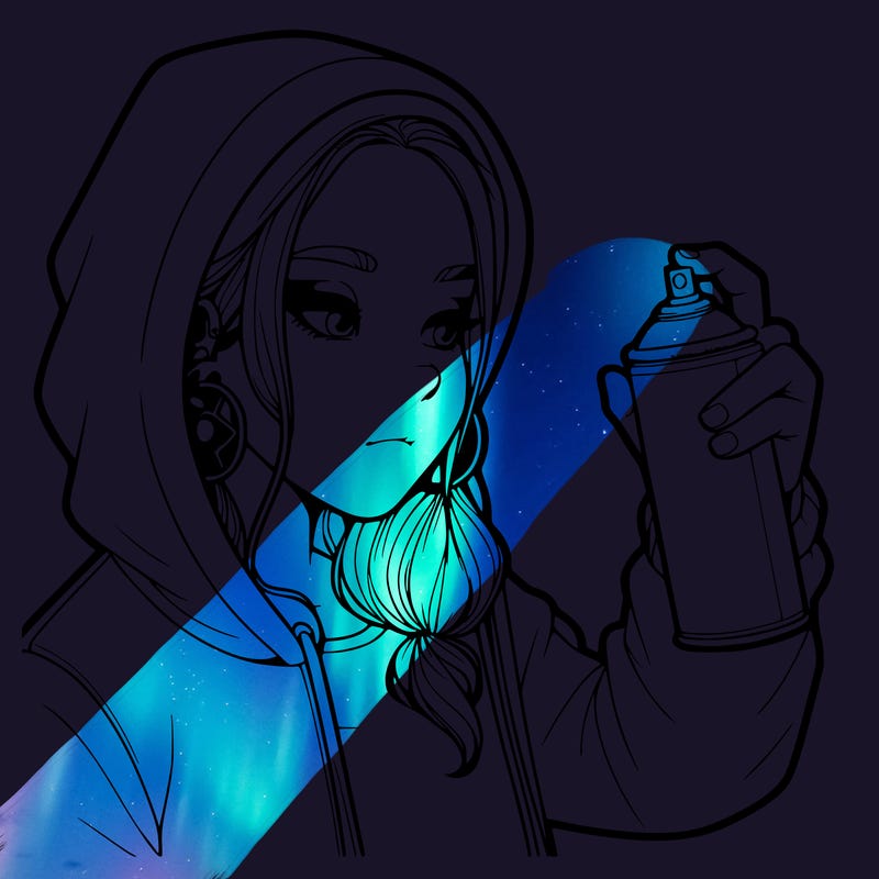 a realistic girl, spray painting