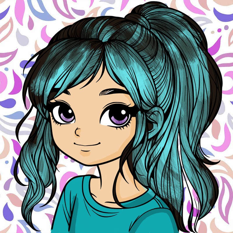 realistic girl with ponytail