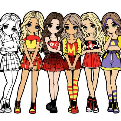 a group of girls realistic