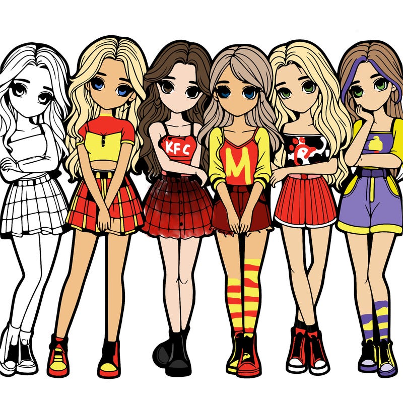 a group of girls realistic