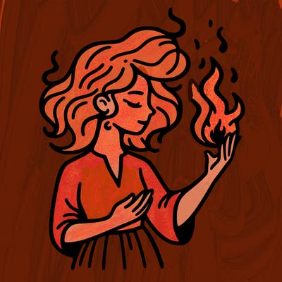 woman with fire