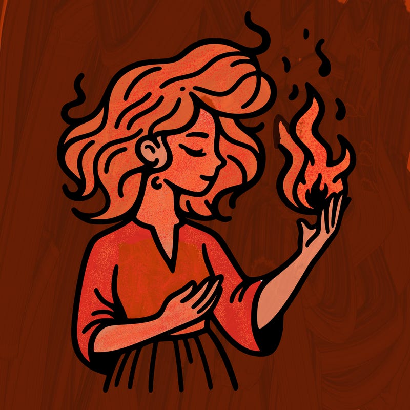 woman with fire