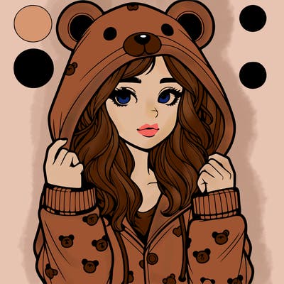 realistic girl in a animal pjs hoodie