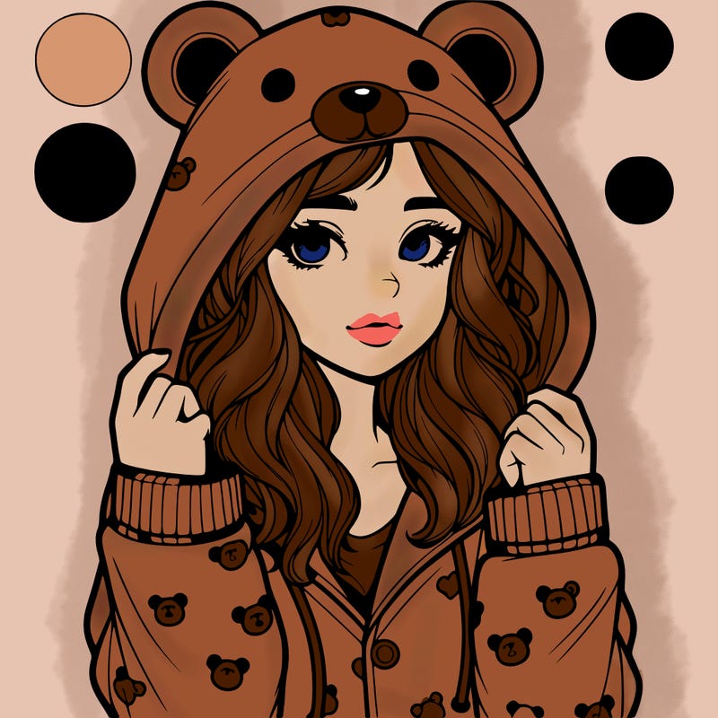 realistic girl in a animal pjs hoodie